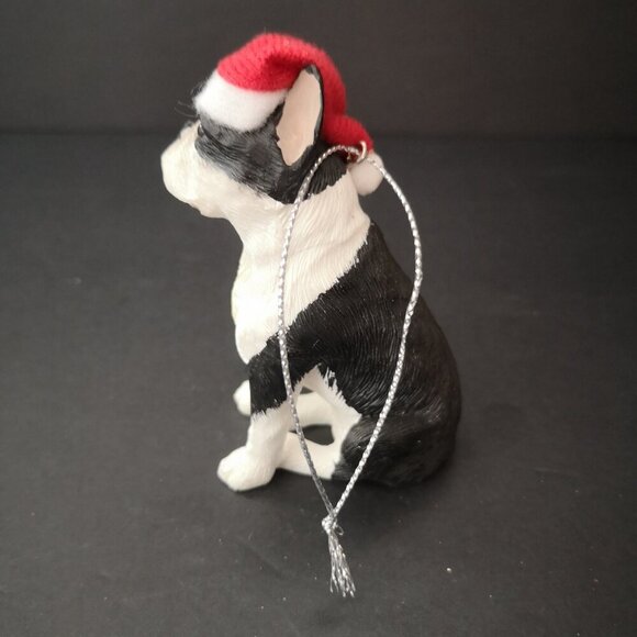 NIB Sandicast Hand Painted & Hand Cast Boston Terrier Christmas Ornament - Picture 3 of 6
